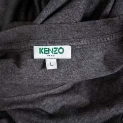 Kenzo Grey Popcorn Logo Printed Cotton Crewneck T-Shirt L