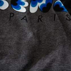 Kenzo Grey Popcorn Logo Printed Cotton Crewneck T-Shirt L