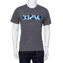 Kenzo Grey Popcorn Logo Printed Cotton Crewneck T-Shirt L