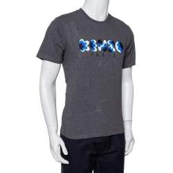Kenzo Grey Popcorn Logo Printed Cotton Crewneck T-Shirt L
