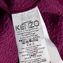 Pre Owned Kenzo Magenta Cotton Logo Embroidered Inside Out Detail Crewneck Sweatshirt L