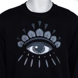 Kenzo Black Eye Embroidered Cotton Crewneck Sweatshirt XL 