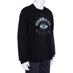 Kenzo Black Eye Embroidered Cotton Crewneck Sweatshirt XL 