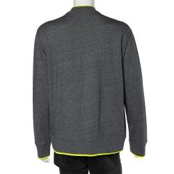 مملوكة مسبقًا سويتشيرت كينزو سحاب أمامي تفاصيل رقعة شعار نمر تريكو قطن رمادي مقاس كبير جدا