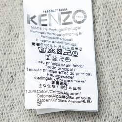 مملوكة مسبقًا سويتشيرت كينزو سحاب أمامي تفاصيل رقعة شعار نمر تريكو قطن رمادي مقاس كبير جدا