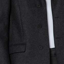 Pre Owned Kenzo Charcoal Grey Wool Button Front Mid Length Coat S