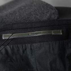 Pre Owned Kenzo Charcoal Grey Wool Button Front Mid Length Coat S