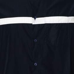 Kenzo Navy Blue Cotton Contrast Stripe Button Front Shirt M
