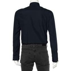 Kenzo Navy Blue Cotton Contrast Stripe Button Front Shirt M