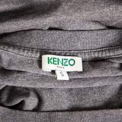 Kenzo Grey Mélange Printed Cotton Jersey T-Shirt S
