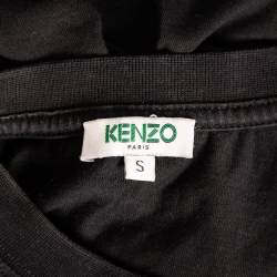 Pre Owned Kenzo Black Tiger Printed Cotton Jersey T-Shirt S