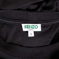 Pre Owned Kenzo Black Landscape Printed Cotton Jersey T-Shirt S