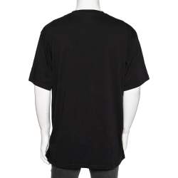 Pre Owned Kenzo Black Cotton Logo Print Detailed Short Sleeve T-Shirt XXXL 