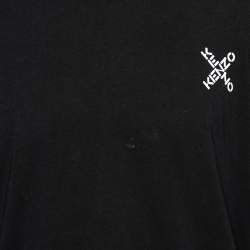 Pre Owned Kenzo Black Cotton Logo Print Detailed Short Sleeve T-Shirt XXXL 