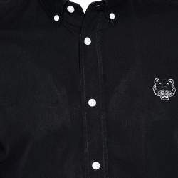 Pre Owned Kenzo Black Cotton Tiger Embroidered Casual Fit Shirt S