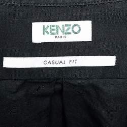 Pre Owned Kenzo Black Cotton Tiger Embroidered Casual Fit Shirt S