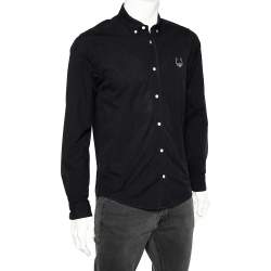 Pre Owned Kenzo Black Cotton Tiger Embroidered Casual Fit Shirt S