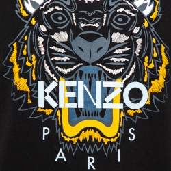 Pre Owned Kenzo Black Cotton Tiger Printed Short Sleeve Crew Neck T-Shirt L