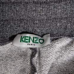 Kenzo Grey Logo Printed Knit Elasticized Waist Joggers M