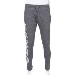 Kenzo Grey Logo Printed Knit Elasticized Waist Joggers M