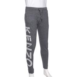 Kenzo Grey Logo Printed Knit Elasticized Waist Joggers M