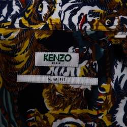 Kenzo Multicolored Flying Tiger Printed Cotton Button Front Shirt S