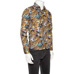 Kenzo Multicolored Flying Tiger Printed Cotton Button Front Shirt S