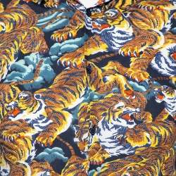 Kenzo Multicolored Flying Tiger Printed Cotton Button Front Shirt S