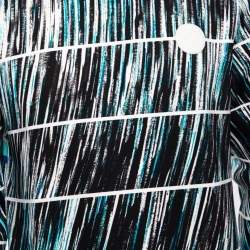 Pre Owned Kenzo Black & Blue Wave Printed Neoprene Long Sleeve Sweatshirt M