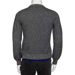 Kenzo Grey Wool Contrast Trimmed Long Sleeve Sweater M 