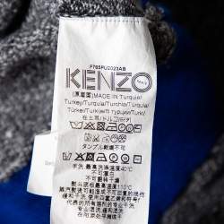 Kenzo Grey Wool Contrast Trimmed Long Sleeve Sweater M 