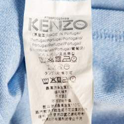Kenzo Blue Chambray Tiger Motif Appliqued Polo T-Shirt M