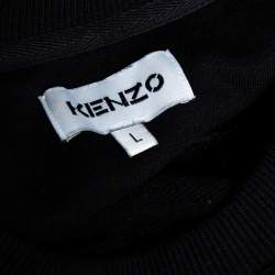 Pre Owned Kenzo Black Cotton Tiger Logo Embroidered Crewneck Sweatshirt L