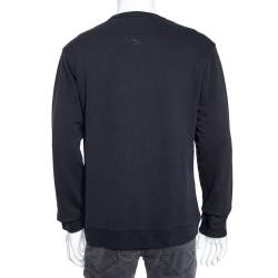 Pre Owned سويت شيرت كينزو قطن مزخرف شعار الماركة أسود أكمام طويلة رقبة مستديرة مقاس كبير جداً (اكس لارج)