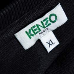 Pre Owned سويت شيرت كينزو قطن مزخرف شعار الماركة أسود أكمام طويلة رقبة مستديرة مقاس كبير جداً (اكس لارج)