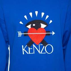 مملوكة مسبقًا سويتشيرت كينزو رقبة مستديرة قطن تطريز شعار أي هارت أزرق مقاس كبير