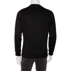 Pre Owned Kenzo Black Logo Embroidered Cotton Crewneck Sweatshirt M