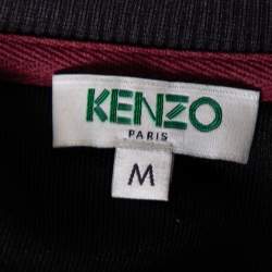 Pre Owned Kenzo Black Logo Embroidered Cotton Crewneck Sweatshirt M