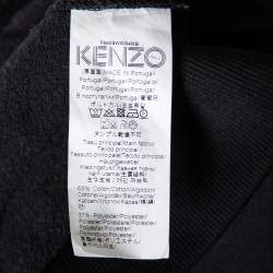 Pre Owned Kenzo Black Logo Embroidered Cotton Crewneck Sweatshirt M