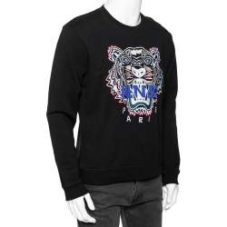 مملوكة مسبقًا Kenzo Black Cotton Tiger Embroidered Long Sleeve Crewneck Sweatshirt L