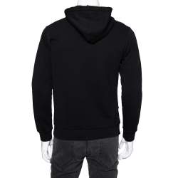 Pre Owned Kenzo Black Cotton Eye Embroidered Knit Oversized Hoodie S