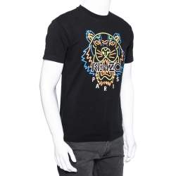 Pre Owned Kenzo Black Cotton Tiger Printed Crew Neck Short Sleeve T-Shirt XS