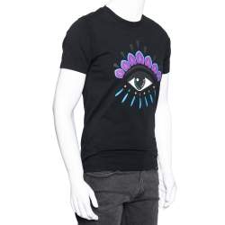 Pre Owned Kenzo Black Eye Print Cotton Crew Neck T-Shirt S