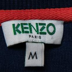 Pre Owned Kenzo Navy Blue Knit Tiger Embroidered Crew Neck Long Sleeve Sweatshirt M