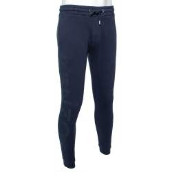 Pre Owned Kenzo Navy Blue Knit Logo Sweatpants S