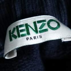 Pre Owned Kenzo Navy Blue Knit Logo Sweatpants S