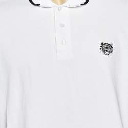 Pre Owned Kenzo White Pique Cotton K Fit Polo T-Shirt XL