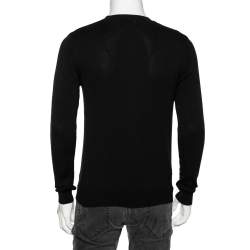 Pre Owned Kenzo Black Logo Knit Crew Neck Long Sleeve Sweater S
