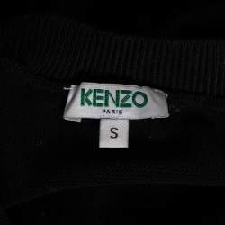Pre Owned Kenzo Black Logo Knit Crew Neck Long Sleeve Sweater S