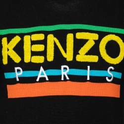 Pre Owned Kenzo Black Logo Knit Crew Neck Long Sleeve Sweater S